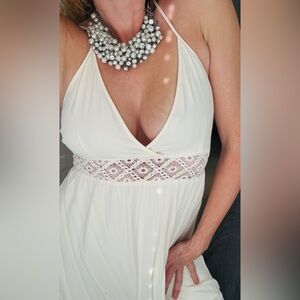 Maxi Slight Off-white Halter Sundress